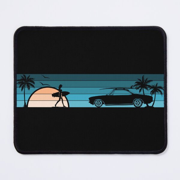 Item preview, 1965 1966 1967 1968 1969 Corvair Coupe Surfer Girl Sunset Beach Vintage Style Cyan Peach designed and sold by FlatSixGraphics.