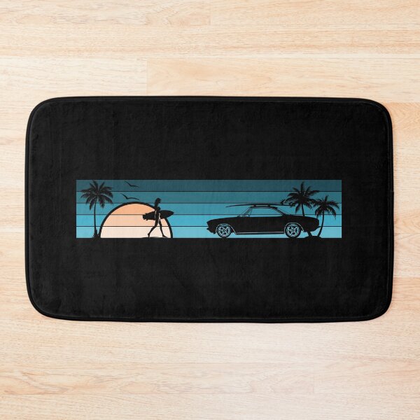 Item preview, 1965 1966 1967 1968 1969 Corvair Coupe Surfer Girl Sunset Beach Vintage Style Cyan Peach designed and sold by FlatSixGraphics.
