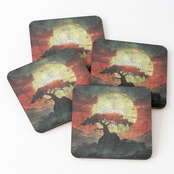 Item preview, Tree silhouette in front of setting sun (distressed effect) designed and sold by Amberjays.