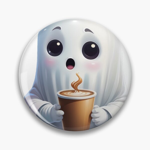 Item preview, Cute Ghost Drinking Coffee designed and sold by Cutesy Bubble.