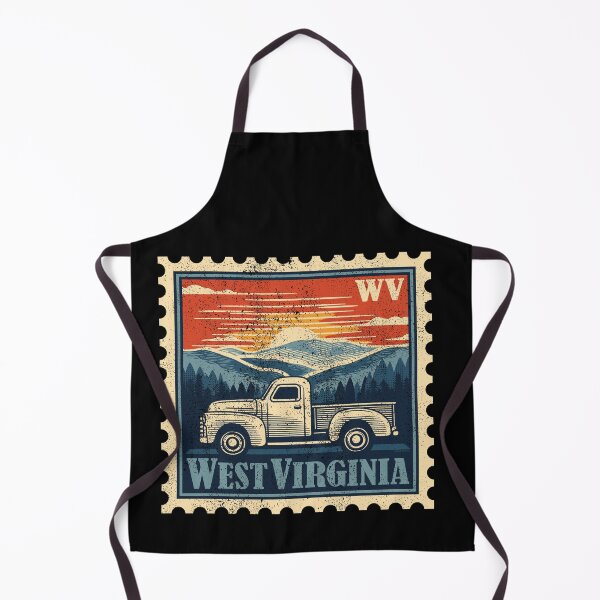 Artikelvorschau, West Virginia Berge mit Pickup Truck Vintage Briefmarke entworfen und verkauft von Automotive Art by Greg.