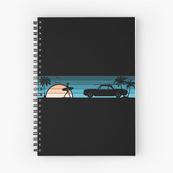 Item preview, Corvair Coupe 1960 1961 1962 1963 1964 Surfer Girl Sunset Beach Vintage Style Cyan Peach designed and sold by FlatSixGraphics.