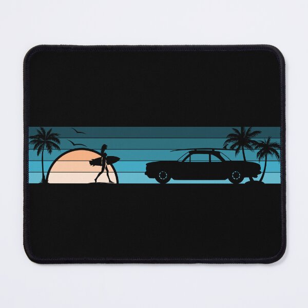 Item preview, Corvair Coupe 1960 1961 1962 1963 1964 Surfer Girl Sunset Beach Vintage Style Cyan Peach designed and sold by FlatSixGraphics.