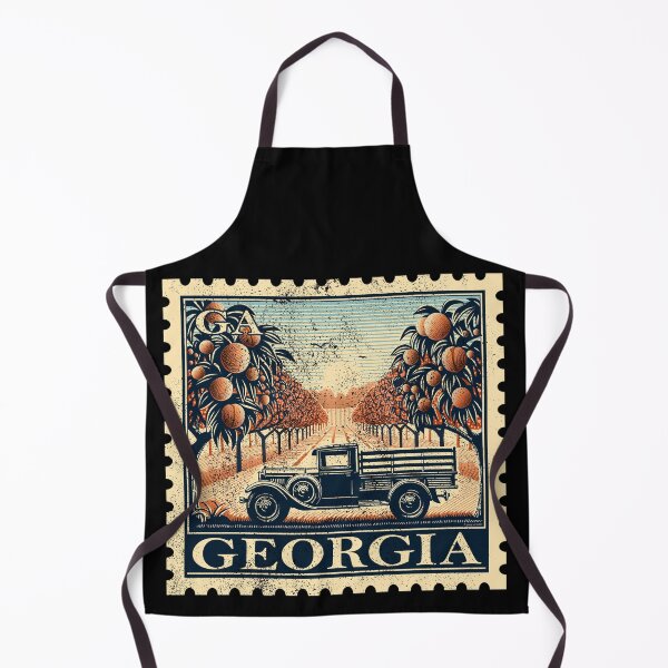 Item preview, Georgia Peach Orchard with Pickup Truck Vintage Stamp designed and sold by Automotive Art by Greg.
