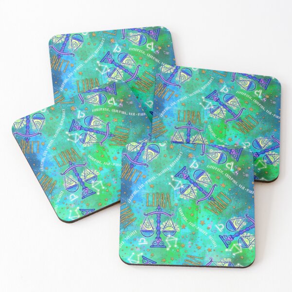 Item preview, Libra: September 23 - October 22. Libra Zodiac non directional print in alcohol ink and watercolor with simulated gold glitter accents. designed and sold by KariSmithDes.