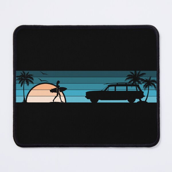 Item preview, Corvair Lakewood Wagon Surfer Girl Sunset Beach Vintage Style Cyan Peach designed and sold by FlatSixGraphics.