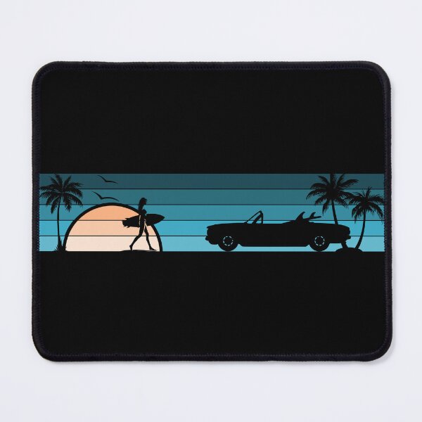Item preview, Corvair Early Model Convertible 1962 1963 1964 Surfer Girl Sunset Beach Vintage Style Cyan Peach designed and sold by FlatSixGraphics.