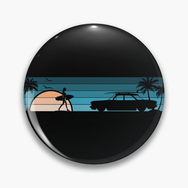 Item preview, Corvair Early Model Sedan 4 door 1960 1961 1962 1963 1964 Surfer Girl Sunset Beach Vintage Style Cyan Peach designed and sold by FlatSixGraphics.
