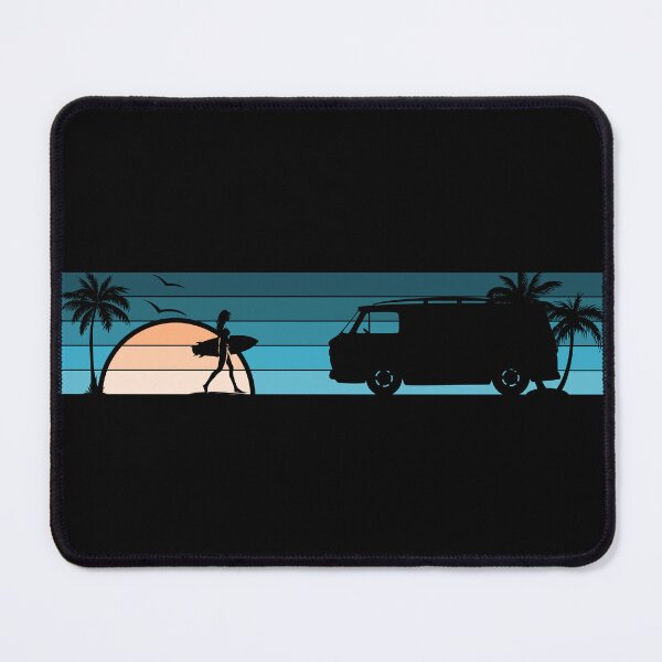 Item preview, Corvair Corvan Surfer Girl Sunset Beach Vintage Style Cyan Peach designed and sold by FlatSixGraphics.