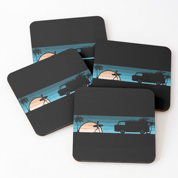 Item preview, Corvair Corvan Surfer Girl Sunset Beach Vintage Style Cyan Peach designed and sold by FlatSixGraphics.
