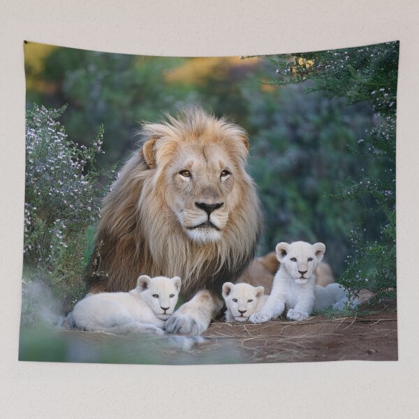 Item preview, A lion with his white cubs in the jungle. designed and sold by Karine Dupras.