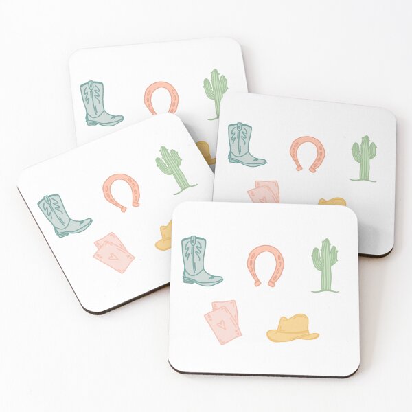 Item preview, Western sticker pack with cowboy boot, horseshoe, cactus, cowgirl hat, trendy, horses, cow, desert designed and sold by Caroline Tatko.
