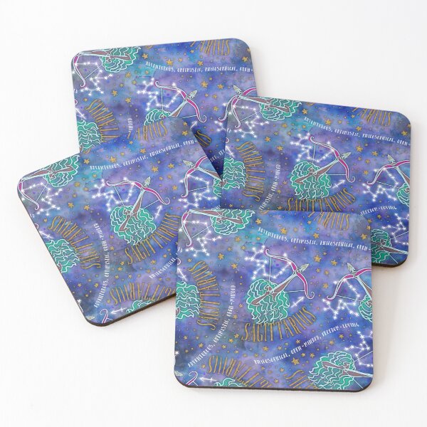 Item preview, Sagittarius: November 22 - December 21. Sagittarius Zodiac non directional print in alcohol ink and watercolor with simulated gold glitter accents. designed and sold by KariSmithDes.