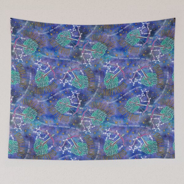 Item preview, Sagittarius: November 22 - December 21. Sagittarius Zodiac non directional print in alcohol ink and watercolor with simulated gold glitter accents. designed and sold by KariSmithDes.