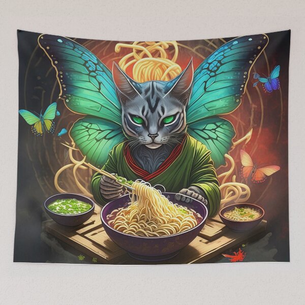 Item preview, Mystical Feline Feast The Butterfly Cat and Noodles designed and sold by Luvahawb.