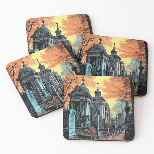 Item preview, Pere Lachaise Cemetery Poster Halloween Graveyard Wall Print  designed and sold by GravNReflection.