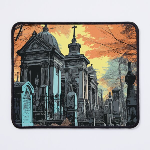 Item preview, Pere Lachaise Cemetery Poster Halloween Graveyard Wall Print  designed and sold by GravNReflection.
