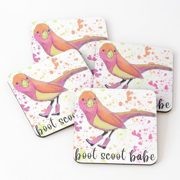 Item preview, Boot Scoot Babe Vibrant Watercolor Bird in Pink Cowgirl Boots designed and sold by GroovyGal.