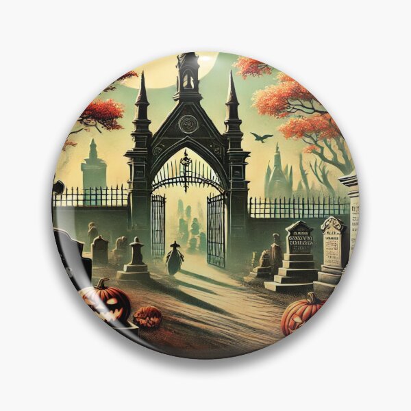 Item preview, Green-Wood Cemetery Poster Halloween Graveyard Wall Print designed and sold by GravNReflection.