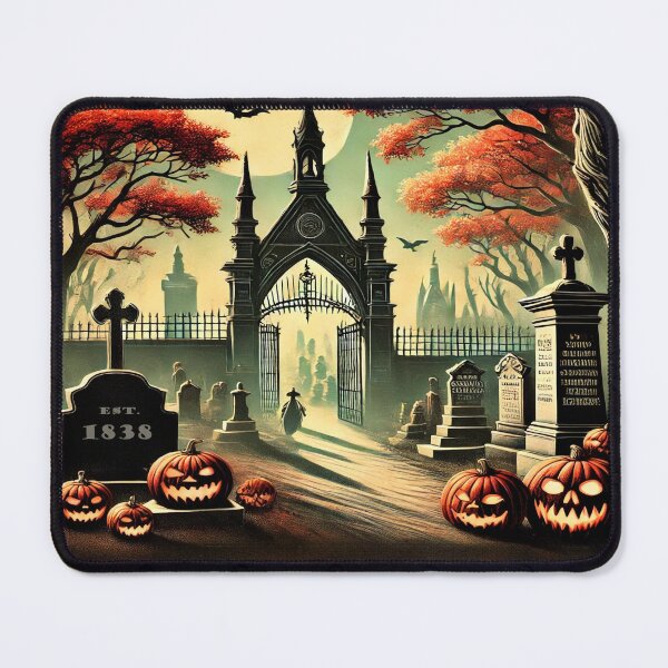 Item preview, Green-Wood Cemetery Poster Halloween Graveyard Wall Print designed and sold by GravNReflection.