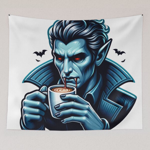 Item preview, Vampire Drinking Coffee T-shirt Sticker designed and sold by Travelcases.