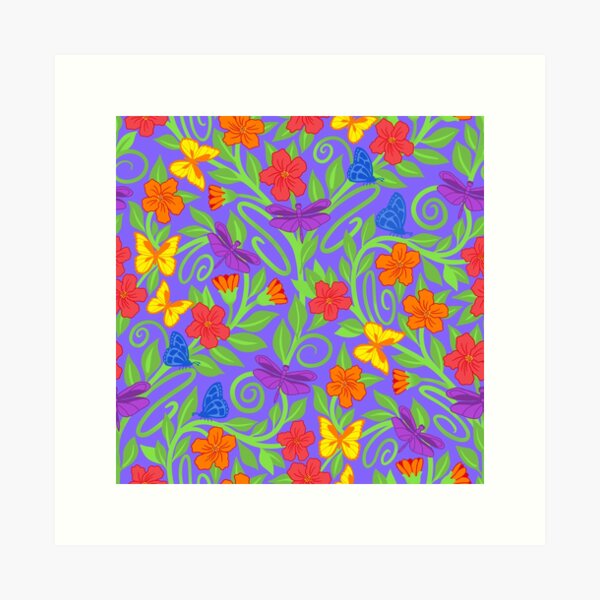 Aperçu de l'œuvre Couleurs de fête florale sur fond violet créée et vendue par MarySchwindt.
