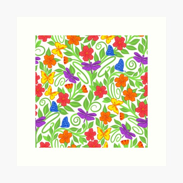 Aperçu de l'œuvre Couleurs de fête florale sur fond blanc créée et vendue par MarySchwindt.