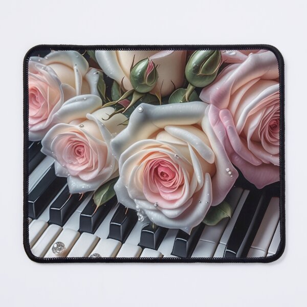 Item preview, Soft Pink and Cream Roses on Piano Keys designed and sold by Fantasy-Fashion.