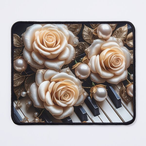 Item preview, Cream and Gold Roses on Piano designed and sold by Fantasy-Fashion.