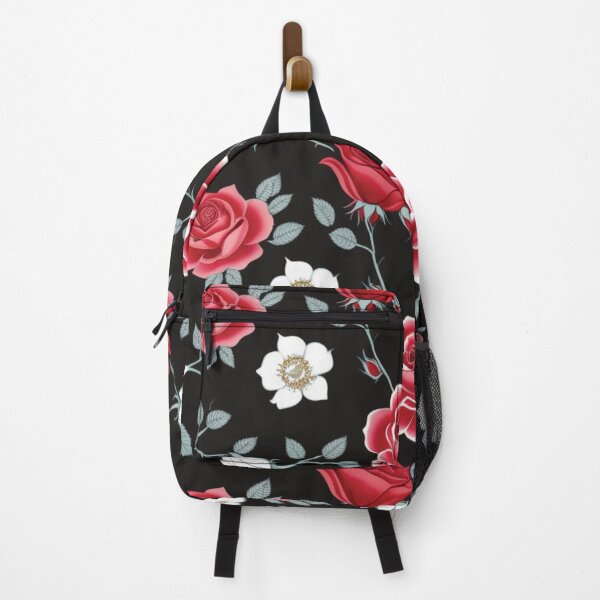 Item preview, Red And White Roses On Black Background designed and sold by burbankdesigns.
