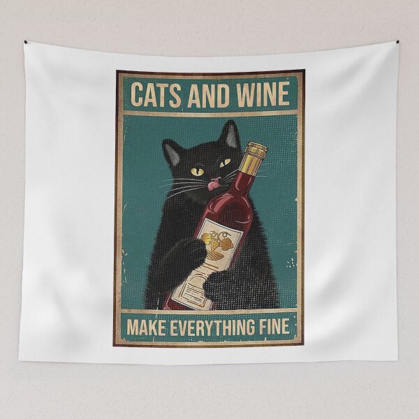 Item preview, Cats And Wine Make Everything Fine Poster designed and sold by hisole j.