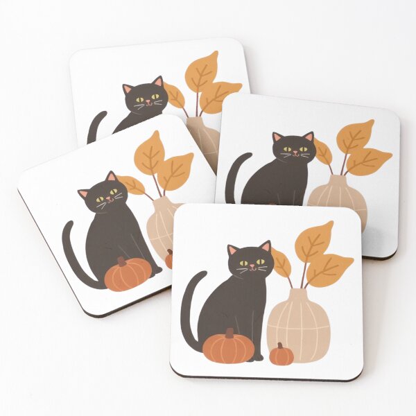 Item preview, Cute funny chubby cat lover of autumn leaves in a vase and pumpkins. designed and sold by SaraSumi.