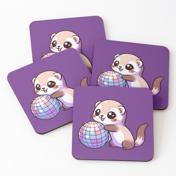 Item preview, Small But Groovy Ferret Disco Vibes Kawaii Ferret Disco Ball Retro 70s Style Birthday Card designed and sold by Gay-Koala.
