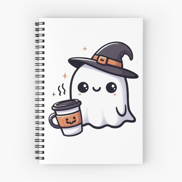 Aperçu de l'œuvre Fantôme d'Halloween Fantômes mignons avec une tasse de café Amateur de café effrayant créée et vendue par PodBloom.