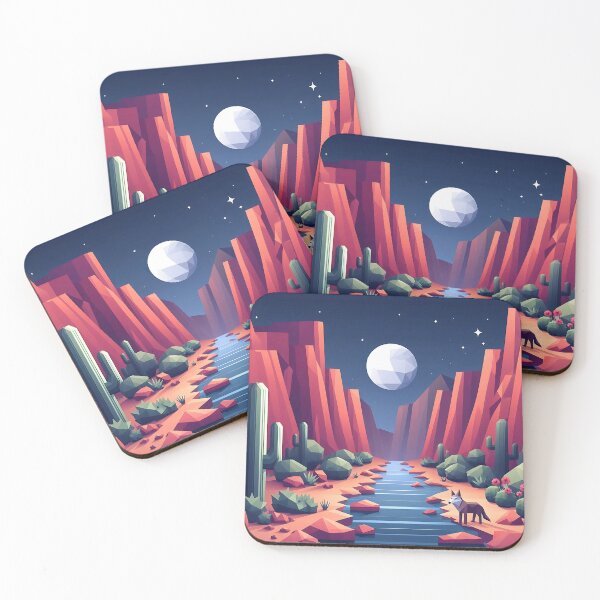 Item preview, a rugged canyon with cacti and coyote designed and sold by bernhagen.