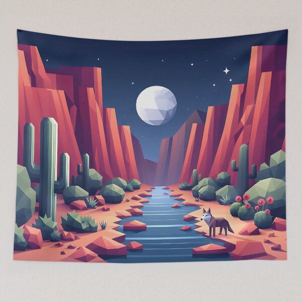 Item preview, a rugged canyon with cacti and coyote designed and sold by bernhagen.