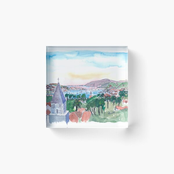 Item preview, St. Barts Caribbean Watercolor Painting designed and sold by artshop77.
