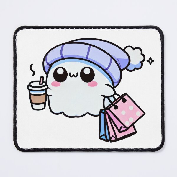 Item preview, Cute Halloween Ghost Drinking Coffee And Shopping designed and sold by HLEDesign.