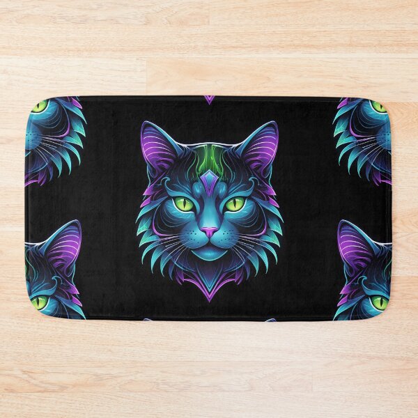 Item preview, Vibrant Neon Cat Art - Mystical Feline Digital Illustration designed and sold by creativaimages.