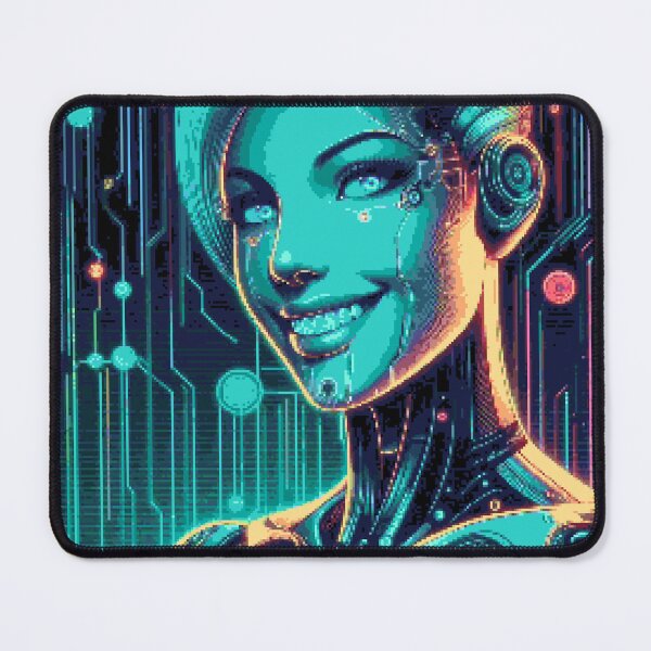 Artikelvorschau, Pixelart Neon Cyber Girl Portrait #12 entworfen und verkauft von captainglondo.