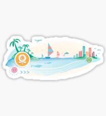 Web Camera on travel background. Seaside view design. Sticker