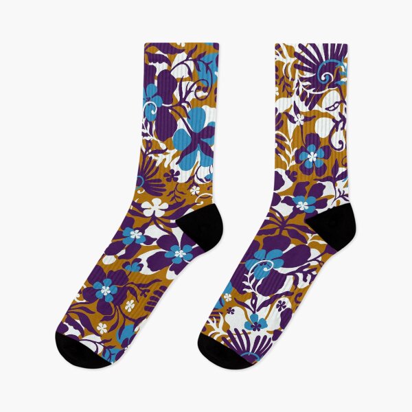 Item preview, Romantic meadow, White and purple flowers on a dark mustard background designed and sold by Alex  Blud.