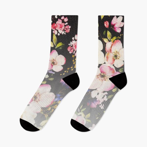 Item preview, Watercolor Pink Yellow Roses,black blurred designed and sold by homemadecreate.