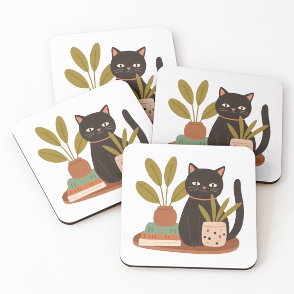 Item preview, Cute funny chubby cat, stack of books and vases with flowers. designed and sold by SaraSumi.
