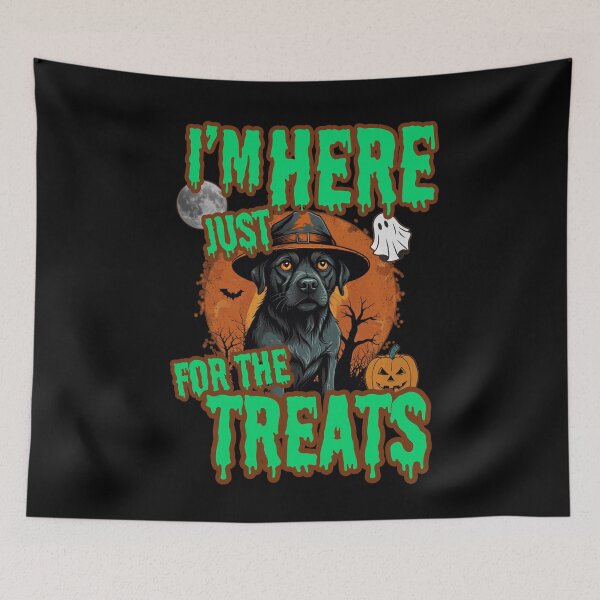 Item preview, I'M HERE JUST FOR THE TREATS spooky but cute hungry Halloween puppy design designed and sold by Jt41.