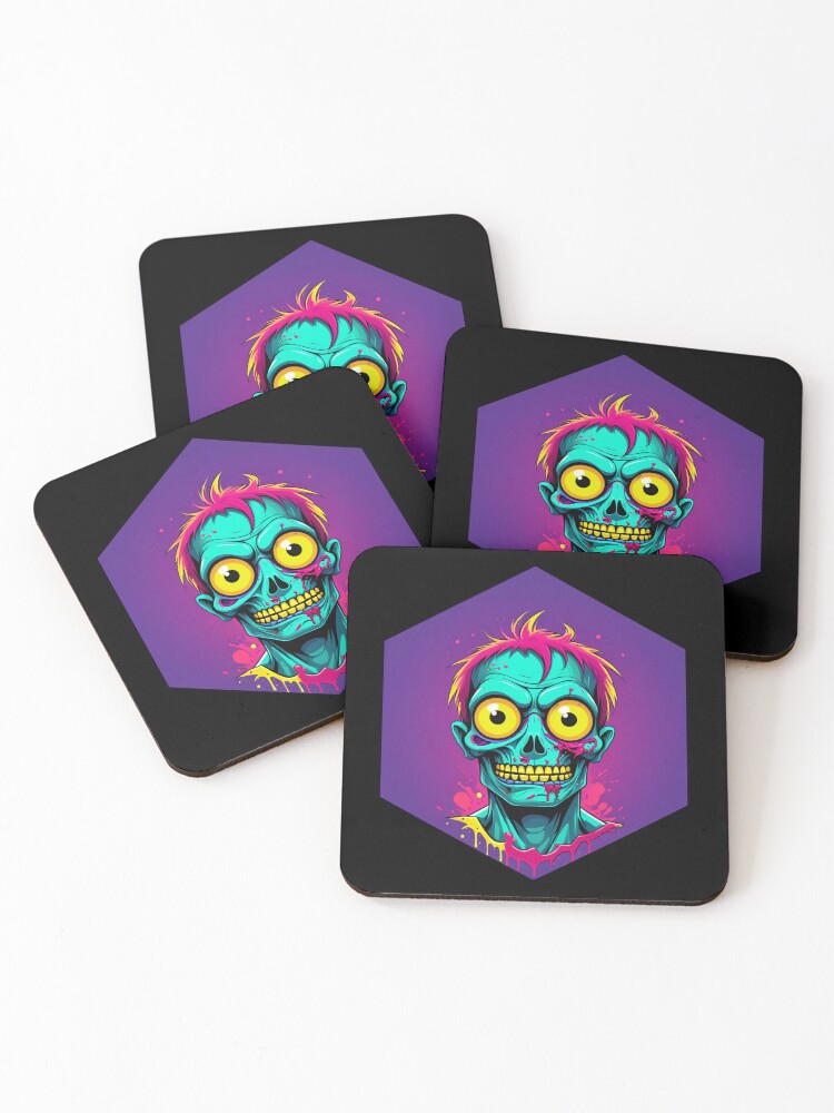 Thumbnail 1 of 5, Coasters (Set of 4), Colorful Zombies designed and sold by AbsoluteA.