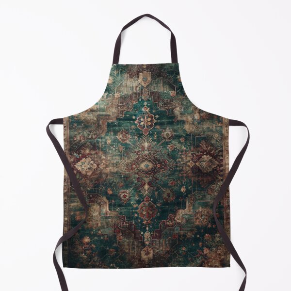 Item preview, Boho Emerald Elegance: Distressed Green and Burgundy Oriental Rug designed and sold by Octavia Soldani.
