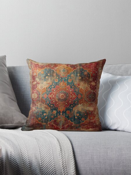 Item preview, Boho Distressed Luxe: Red and Blue Oriental Rug with Vintage Charm designed and sold by Octavia Soldani.