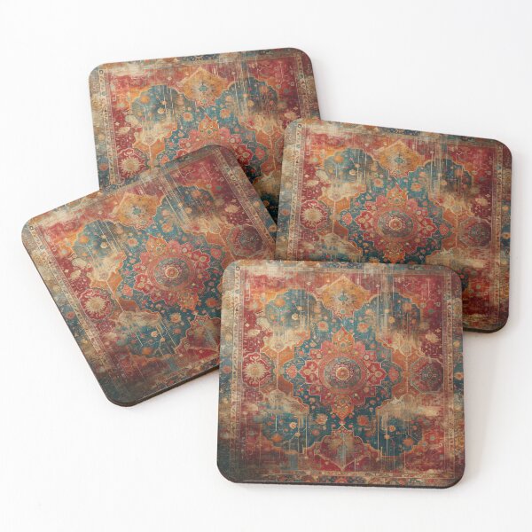 Item preview, Boho Distressed Luxe: Red and Blue Oriental Rug with Vintage Charm designed and sold by Octavia Soldani.