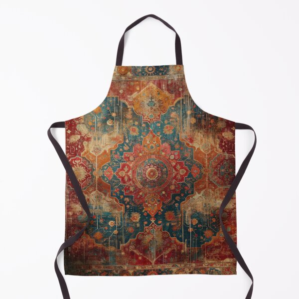 Item preview, Boho Distressed Luxe: Red and Blue Oriental Rug with Vintage Charm designed and sold by Octavia Soldani.